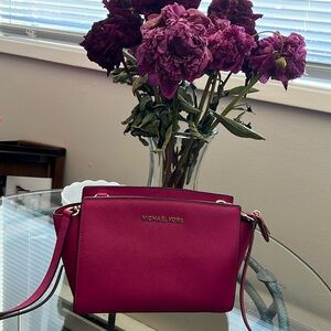 MK small crossbody Selma Saffiano Leather purse